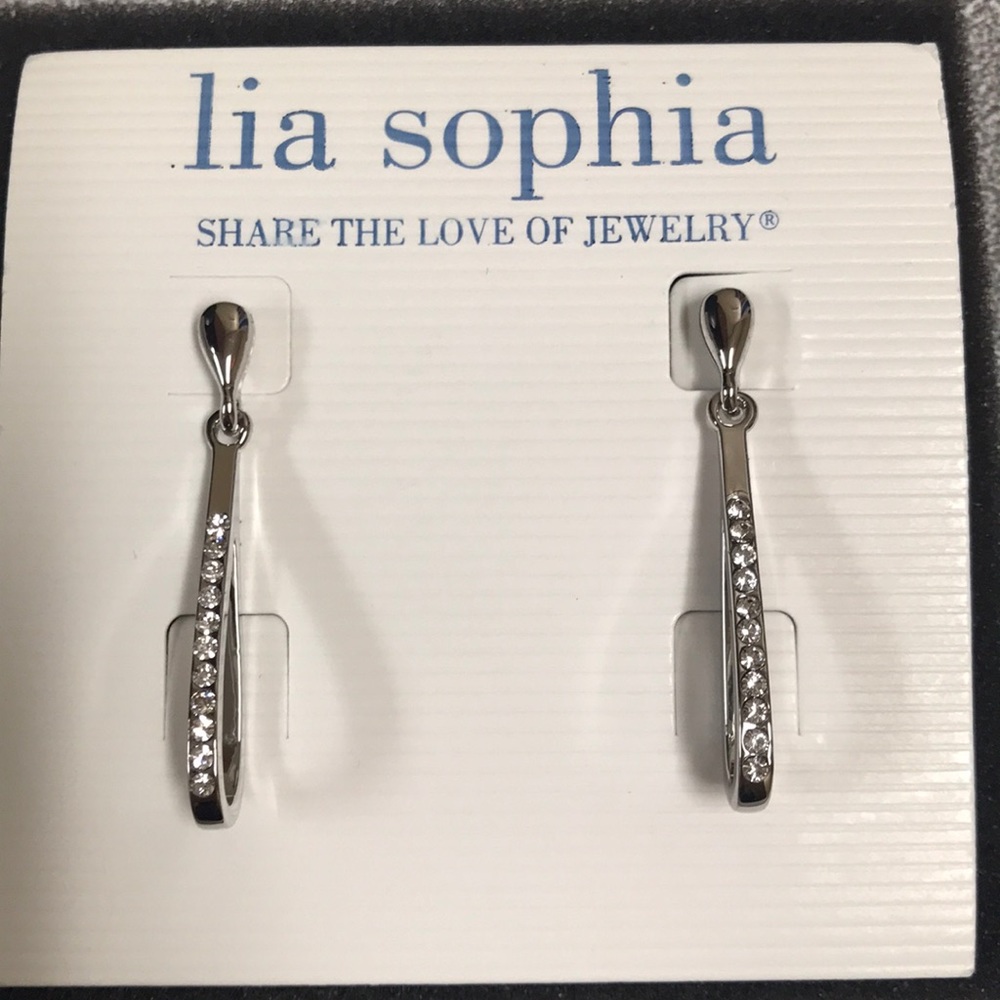 Lia Sophia Silver Rhinestone Earrings